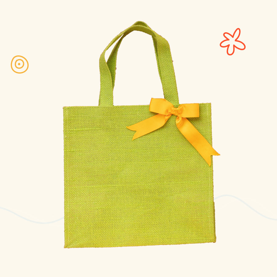 Eco-friendly Jute Carrier Bags with Rope Handle and Floral Patterns